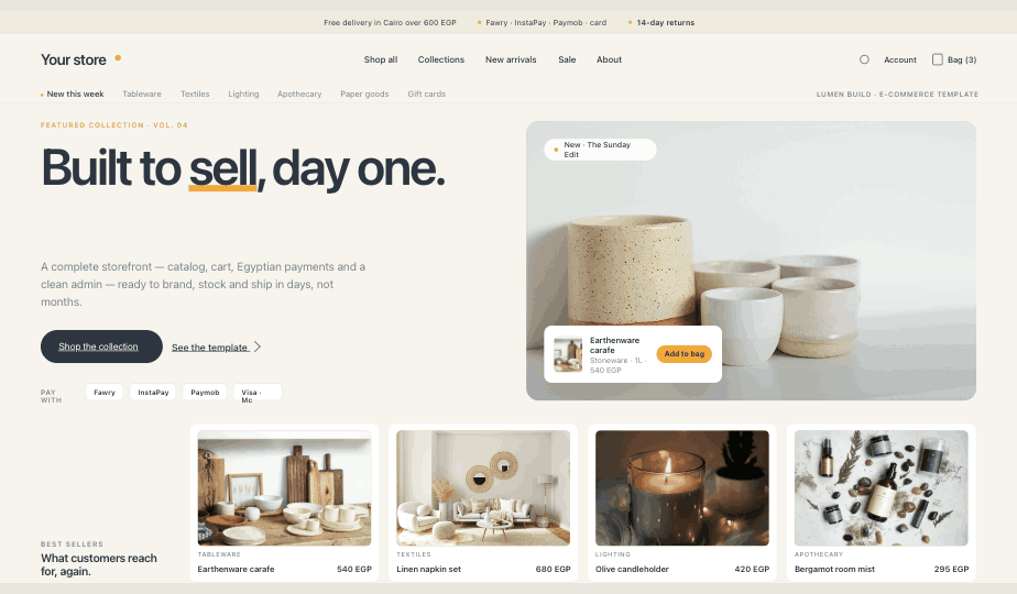 E-commerce template preview